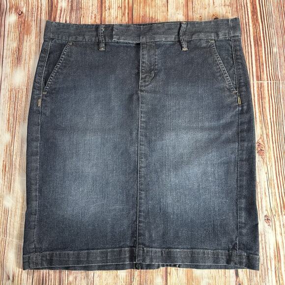 Converse All Star Size 6 Blue Jean Denim Knee Length Skirt Back Slit 32X18.75 - Picture 1 of 8